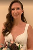 After trying on 4 or 5 other Lulus dresses from the bridal suite, I decided on this simple beauty for my city hall wedding! The material was flowy and the bust area fit perfectly. I did have to buy a nude half slip, as the dress was pretty see-through on me, but that was an easy fix. I also decided to take away the second sleeve, but that was my own preference. Loved the dress and everyone else did too! - Jennifer F.