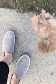 I have very narrow feet so they are a little wide on me however, I would say they are true to size. I love pairing these with jeans and a cute top for a relaxed feeling. I was able to walk a long distance in them too with no issues. Very much recommend and I want to try the other colors. - Lauren C.