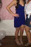 This dress fit perfectly like all the other dresses I buy from here. I got a lot of compliments. It is a simple dress but the fold in the front adds to it a lot. - Victoria P.