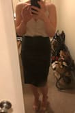 I LOVE this skirt .. so sexy, especially if you pair it with a black cami or bodysuit and red heels. I'm 5'5" 145 lbs with an athletic build and the M is VERY tight on me (for comparison purposes, I'm a def M in the Pencil It In bodycon skirt). Recommend sizing up. - Courtney L.