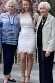 Loved wearing this dress for my bridal shower and I got so many compliments on it! I ordered a small because I knew the dress would have some stretch to it - since I had previously ordered the short sleeve midi version of it in a medium that fit loose in the waist for me. My waist measurement usually fits smalls but hips and bust are a medium. There is plenty of stretch in this fabric so there is no weird stretch ripples. - Mackenzie O.