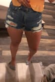 Loved these shorts. I bought them for a trip to St. Thomas coming up and they're not my favorite shorts. Just the right length, not too high waisted and not showing too much cheek! Love love love these. I read the reviews and decided to go with the large. - Kaitlynn C.