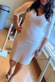 Loved the dress. I was a little scared of it not fitting but it fit perfectly. Definitely do not dry. Due to an emergency I did, and it shrunk it length wise so now the lining is hanging out. I will have to get it altered, but it's a great dress! - Lauren R.