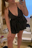I really liked this romper but sadly, it did not fit :(( The zipper in the back was stuck a little and i didn't want to force it! From the front though, it is absolutely adorable and the fabric is super breathable. I would recommend! - Sarah L.