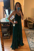 Even with heels, it's still a little long but I'm sure I can get it shortened. I love the fabric, the look, and especially the color! - Alyson C.