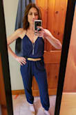 I love everything about this romper! It fit me perfectly, was very comfortable. I love that you can tie the back to fit you the way you want it to. I love the pockets. I love the elastic around the ankles. I dressed it up with a belt and heels and jewelry, but I fully intend to wear again more casually with either espadrilles and or maybe even flip flops! - Jasmine M.
