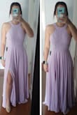 I wanted this dress for my bridesmaids and I am EXTREMELY pleased!! The advertised picture looks a little more pink than purple, but in person it is definitely purple!! (lavender)
- material is very very good quality
- fits like a glove
- bright colour
- extremely comfortable
It is a little long, 4/6 bridesmaids will need it hemmed.. but it's much better to be too long than too short!
**I'm wearing a size Small with 1.5" heels - Brittany B.