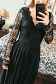 This is the most beautiful dress I've ever owned. It is so perfect. The lace detailing is stunning. It's so comfy!!
Literally going to wear this dress to funerals AND weddings. Be ready to channel your inner Morticia Addams and Audrey Hepburn! This dress is to die for! - Lauren G.