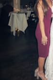 I wore this to an October wedding in Vermont and am obsessed with this dress from Lulus! The color is so rich and the material/fit are so comfortable. (Also maybe worth mentioning I was able to wear it comfortably without a bra). I was even able to lend it to a friend recently who was in need of a wedding guest dress as well! Happy to share this number! - Kiera S.