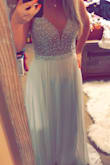 This is a one of a kind dress! The intricate detail at the top shimmers and looks unbelievable. The fit was like the dress was made for me. The padding in the top was just enough, and it's actually pretty comfortable. It is a bit long for me (but I expected that since I'm short!) but I will get this altered before the wedding. Worth every penny, and the dress looks much more expensive than this price. If you like this style, just do it! It's a gem!! - Tiffany A.