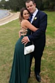 This dress is so beautiful. From the back view it's pretty sexy. I would highly recommend buying this. A beautiful dark green. Runs a bit long but with some high heels your good to go. - Chloe B.