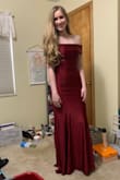 I ordered my normal dress size. This is perfect for those with an hour glass figure. It accentuates the curves. It is a nicely-made spandex-y material. Comfortable too, although I had to wear spanx to smooth out my figure since it is form fitting. - Madelyn G.
