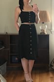 Perfect! This dress is so fun and you could totally wear these pieces separately, too. I am so excited to wear this on my honeymoon. The elastic at the back of the skirt waistband allows for a perfect fit, and the top has elastic on each side for a very flattering look. I have a very short torso, which makes it hard to find two piece dresses that fit, but this one totally works! - Alli G.