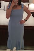 Love the color and fabric. It is the perfect spring dress. Accentuates figure and the tie straps are a perfect touch! - Natalya G.