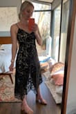 This dress is perfect! I bought this for a wedding I'm attending this spring, the material is super light weight and you can easily move around in this dress. Sometimes I find lace dresses can be stiff but not this one! The length is great and the adjustable straps are a huge plus. - Samantha W.