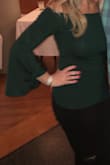 I really liked the way this shirt fit! I did order a size up after reading a view reviews and I'm glad I did! I hate when off the shoulder shirts feel tight on your shoulders! Loved the hunter green color of the shirt as well. - Shauna H.
