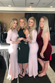 We both loved our bridesmaid dresses so much. We have very different body types, but the stretch in the dress was so flattering for both of us! Highly recommend this dress! Gorgeous quality, didn't get wrinkly or stretch out. - Mirzah L.