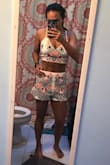 Love this 2 piece!! Wearing it for my honeymoon in Fiji. I was between sizes S and M. I ended up going with the M. It's a little looser in fit, but it lets me move and sit without feeling like I'm going to rip my shorts. Also the top you can tie and adjust so I wouldn't change my ordering size. If you want it to fit tight order down!!! - Alie T.