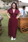 This dress is amazing. Very comfortable, soft and flexible material. So far I have worn it twice. I always get complements and feel at ease. - Claudia A.