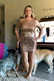 This dress was actually soo cute... I think it was just my body (lil extra around the middle) that didn't do it any favors. I think what really sent me over the edge was that the lining in the sleeves was showing out the bottom. Sadly, returned! - Emily K.