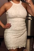It's comfier than I expected! Feels great on. It's a super bright white that will look perfect with a tan. I bought this for a boat cruise in Mexico on my wedding week :) Super happy with my purchase! I'm in Canada so the conversion was a bit of a bummer but I liked it so much I couldn't possibly return it. 

One thing I'll mention though is it had a bad sort of chemical smell... something to keep in mind! Only reason I'm giving 4/5 stars. - Melissa V.