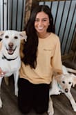 This shirt is SO SO SOFT! I love the color so much and I honestly like how loose it is because it makes it super comfy and cozy for a good shirt to run errands in or just hang around the house in! :) - Hailey G.