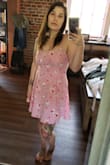This would've been the perfect dress for valentines. It reminds me of when children use to wear red and pink clothes and pass out cards. Not a bad thing and I still love it, just a feeling I get when wearing it. - Iris C.