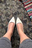 These were really pretty, they were just so uncomfortable. I'm usually a 6 or 6.5 so I went on the bigger side and ordered a 6.5, but the shape of them pinched my toes. I honestly could deal with that, but the back of the shoe rubbed against my heel so uncomfortably. I think I will be returning. They're nice shoes, and if you're going to order them I would definitely size up. I think partially it just depends on the shape of your feet if they work for you. - Mary M.