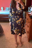 I purchased this dress for a spring wedding and couldn't be happier! Hits the perfect spots and very classy! Easy to twirl and dance in. - Noelle