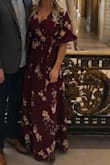 The length of this dress was perfect! Wrap dresses are sometimes hit or miss, but this one hit in just the right places to keep everything covered. Perfect paired with nude heels and a wine lip! - Amy B.