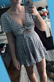 Absolutely obsessed with this romper!! I've been waiting forever for this to come back in stock in red and they ended up coming out with it in navy which I love even more. Took this on my trip to Mexico and it was perfect. Super comfortable, didn't even need to wear a bra with it. Could dress this up or down. Only issue was the back flying up when it was really windy since it's so loose on the bottom but still super cute outfit! - updating this review. Wore this romper once on my trip and still think it's super cute. However when washed it shrunk a crazy amount which is extremely disappointing since I followed the washing instructions exactly. It's definitely wayyy too short now to ever wear again. Maybe size up keeping this in mind. - Lauren C.