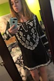 The only thing about this pretty dress was that it was baggier. It looks nice and slimming on the model, but I just didn't like it on me. 
Alright quality, a bit see through surprisingly. It'd be for cooler weather. 
Too baggy. I look like a box! - Mikayla G.