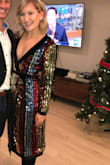 This was such a cute wrap dress for NYE - super dressy & the sequins were bright, fun and stood out! The quality is amazing for the price. 

I did wear a long black tank under it and kept it closed with the sash all night. Paired it with knee high black suede boots.  

The only complaints would be that 1) the wrists arent flexible in the sleeve and it was hard to get on/off because of this and 2) I have wider hips and there are pockets so it made me look a bit wider when kept shut because the pockets flared out a bit vs. laying flat (if you have a smaller waist/hip, it shouldn't happen.) - Leigh Q.