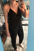 This jumpsuit is amazinnnng. Absolutely obsessed with the black and the price is amazing. Definitely going to be a staple in my wardrobe. Ordered this also in Maroon because I loved so much. It was more of a red color and just not for me but I love the black and may even order in navy! Super flattering and comfortable. Can keep it casual with sandals or dress up with heels, can't wait to wear! - Lauren C.