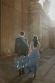 I wore this dress for engagement photos and loved it! The fabric flowed really pretty in the breeze and looked great in photos. One thing to note is I had to get it hemmed and took the strings off the shoulder straps to make the dress more timeless. - Stephanie P.