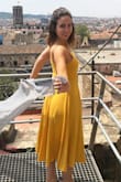 Wore this around Barcelona and fit right in! Swing and flare made it feel a little retro. Totally adorable, but a tiny bit tight around the bust. - Emily M.