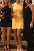 Very happy with this dress that I purchased in yellow. Fits true to size. I am tall with and curvy and the fit is very flattering. Usually I am a medium or large in dresses (usually large at Lulus), I went with the large and it fits perfect! - Monica B.