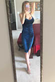 This dress fits like a glove. Accentuates curves nicely. The blue color is gorgeous! - Shannon W.