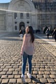 Got this blouse for my trip to Paris and it was one of my favorites! The color is such a beautiful shade of blush pink! It is a bit see through but noting a tank too cant fix! - Celina C.