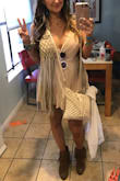 I wore this to Coachella. I feel like you can dress this up or down. Was a little baggy in the chest area (I'm a 34C), but I didn't want to size down cause I don't like things too short in the back (I have fuller hips/butt). - Carmen A.