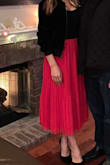 The material is wonderful! I wore it with a safety pin for valentines dinner. I really wish I would've gotten the xs! Color and length is perfect! - Rosalia S.
