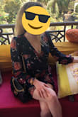 I wore this to a brunch party that was indoor/outdoor and it was perfect! No problems with the length sitting down, and the material was greatfor the warm weather. Super comfortable, and the elastic waist was very flattering. I think the model has the sleeves rolled a little in the pictures, because the length on me was closer to 3/4, but no complaints there. The only warning I would give is to be aware of posture or maybe use a little body tape with the wrap-style front. - Claire H.
