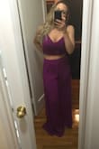 This two piece set is roof top in the city ready! I loved it so much I bought two! Whether smaller/larger chested it looks great. Pants are a little long but I always wear heals so it's fine! - Karyn A.