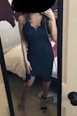 Fit like a glove. The length/slit was perfect and not too revealing as the top is. The adjustable straps allow for a bigger chest. I wear a 32DDD but have a very small frame, and this dress was perfect for that. The lace scallop top was perfect and not too revealing. - Maria S.