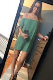 Yet again my height is against me with this dress. The shoulders are mildly restricting and the dress is short, so I'm unable to put my hand on my hip for a picture without the entire dress riding up and almost exposing my butt. Still have to iron it but otherwise the dress is super cute. Planning on wearing it on vacation in two weeks. - Erica S.