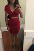 I got a small and extra small and could have worn either - just depends on the fit you want. Small was still fitted but not super tight. Since the material is a little thinner and it's bodycon I would probably go with the small. If it were a thicker material an extra small would have been great. - Laura B.