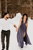 I ordered this dress for my engagement pictures and it definitely did not disappoint! It fits like a glove, it's classy yet the slit and low cut make it very sexy! The material is wonderful and it was very lightweight. - Sanela T.