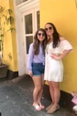 This dress was very comfy and cute. I love the straps. The material isn't thin either. I wore black bicycle shorts underneath since we were doing a lot of walking and you couldn't see them through the dress. - Heather S.