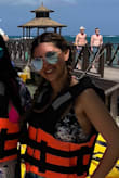 Love the color of the sunglasses a nice blue reflects off the water so cool. Pretty big but trendy! - Crystal G.