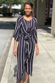 This was the perfect dress for my community organizations annual Jazz Brunch. It was worn as is. Great for a warm fall day. Make sure to dry clean if possible. There wasn't as much pull in the waist tie as I would have hoped. - Camille